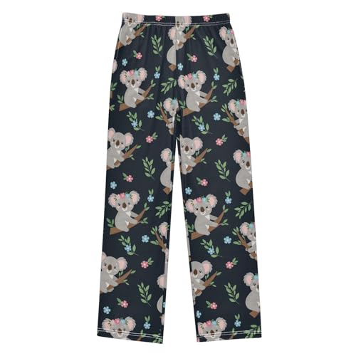 J JOYSAY Cartoon Koala Flowers Leaves Pajamas Pants Soft Long Pajama Bottoms Lounge Sleep Pants Size S-XL