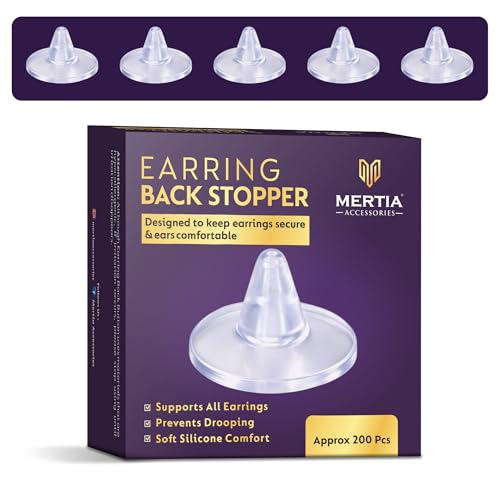 Image of 200 Pcs Earring Back Stopper Secure Earring Backs for Studs, Earrings Back Stopper, Silicone Earring Back Stopper, Earring Safety Backs & Ear Lobe Support