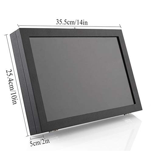 amzdeal Ring Storage Box -100 Slots Jewelry Ring Display Case with Glass Lid, Jewelry Storage Tray, Ring Holder Organizer, Ideal Gift for Women/Men, Black - Thumbnail 2