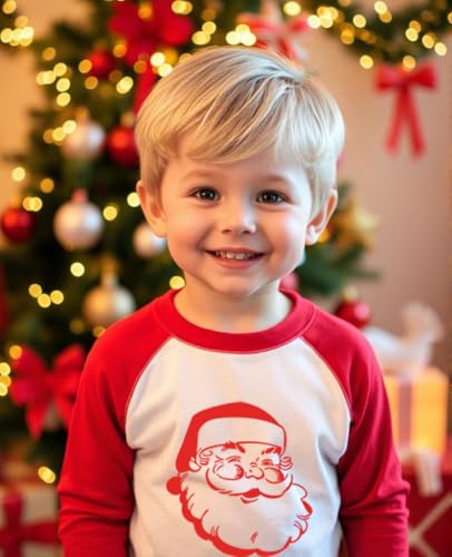 Image of Toddler Christmas Shirts for Boys and Girls Merry Christmas Plaid Monster Truck Tree Graphic Long Sleeve Xmas Tee Tops