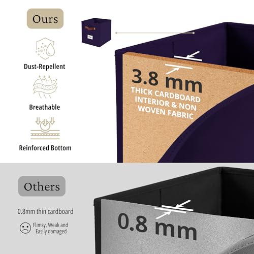 Image of DECOMOMO Storage Bins, Cube Storage Bin with Labels, Fabric Storage Cubes for Shelves (10.5 inch x 11 inch / 6pcs, Deep Violet)