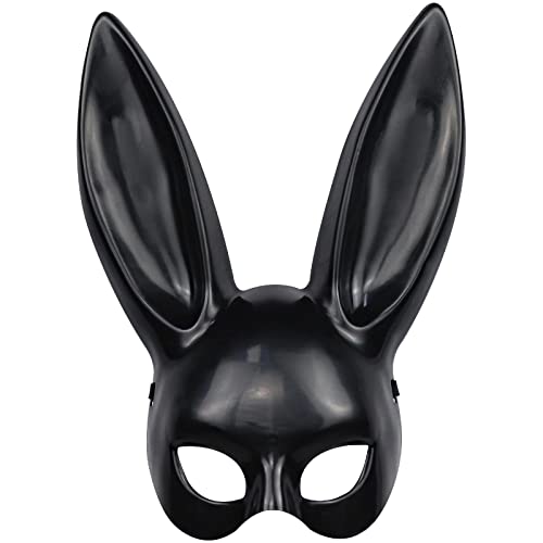 Pigmiss Rabbit Mask Masquerade Women Black Deluxe Sexy Bunny Half Mask for Halloween Cosplay Birthday Party Costume Accessory