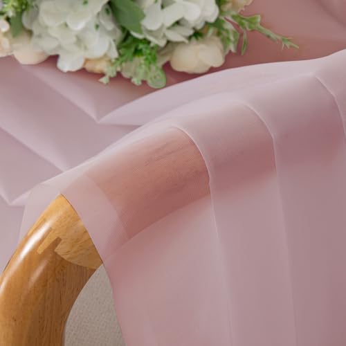 Image of OVZME Blush Pink Sheer Curtains 96 Inches Long 2 Panels - Soft Light Filtering Window Sheer Panels for Living Room /Bedroom, Top Dual Rod Pocket, 1 Pair, Each 42Wx96L Inches
