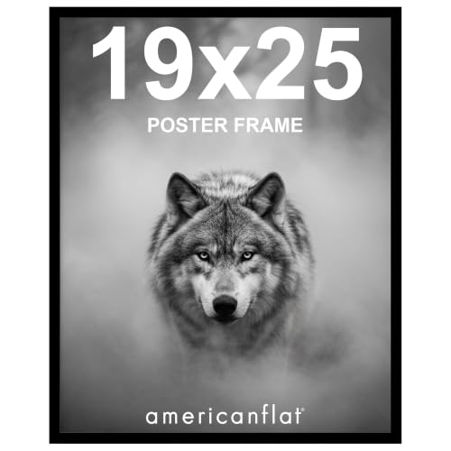 Image of Americanflat 19x25 Poster Frame with Polished Plexiglass - Streamline Collection - Thin Border Picture Frame for Wall Display - Hanging Hardware Included - Black