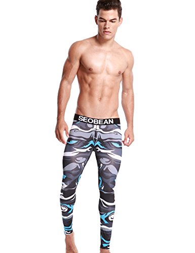 SEOBEAN Mens Low Rise Underwear Pants Long John Sports Leggings Tights2