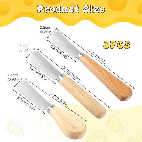 GHVACZS Butter Knife Set of 3, Butter Spreader with Wood Handler, Stainless Steel Spreading Knife, Cheese Spreaders for Smooth Spreading Butter, Cream, Jam, 5/6/7 Inches - Image 2
