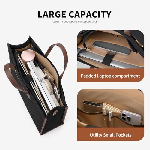 GOLF QUALITY Laptop Tote Bag for Women 15.6" Laptop Messenger Shoulder Bags for Women Business Office Work Bag Briefcase, Black — view 5