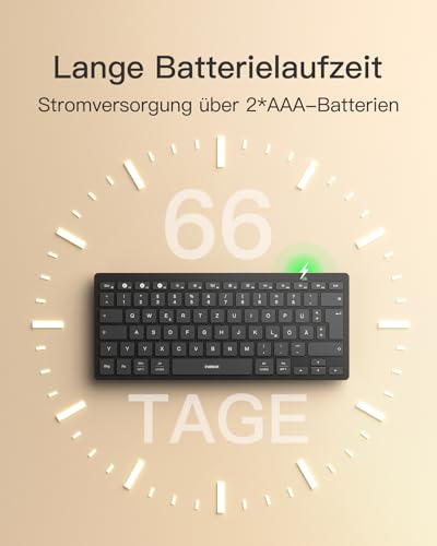 Inateck Bluetooth-Tastatur,Kabellose Funktastatur mit 3 Bluetooth,Ultraslim QWERTZ,Vergrößerte Tastenkappen,für iPad Pro/Air/Mini/10.9/10.2/9.7/Windows/Android/IOS, Ergonomisches Design, KB01003 6