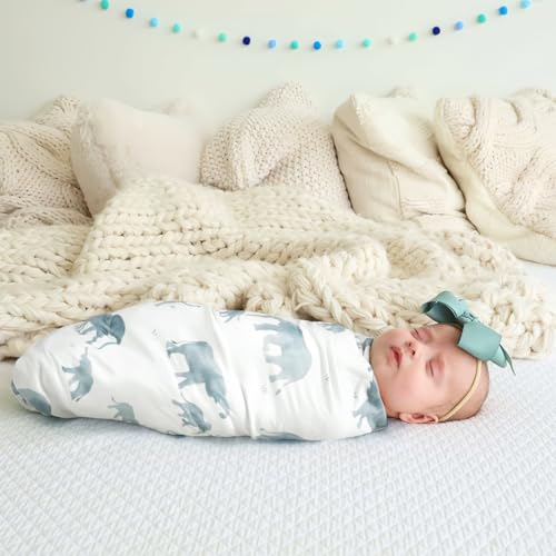 Image of GRSSDER Baby Blankets Super Soft Jersey Knit Swaddle Blanket for Baby Girls and Boys, Double Layer Receiving Blankets 34 x 44 Inches, Extra Large for Baby Swaddling, Cute Elephant