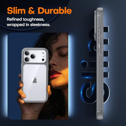 Image of TAURI for iPhone 17 Pro Case, with Screen Protector, Grey | Full Camera Protection, Anti-Yellowing Military-Grade Protection Shockproof Slim Phone Case for iPhone 17 Pro