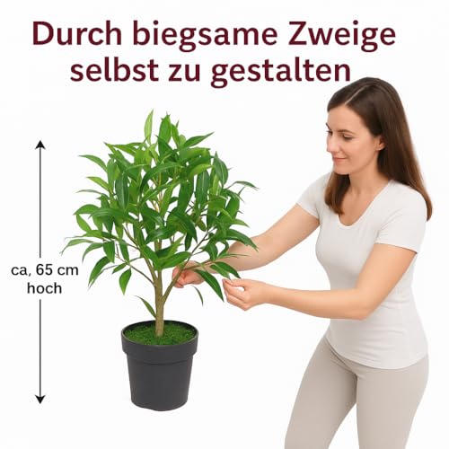 yanka-style Olivenbaum künstlich – Kunstpflanze mit Topf, ca. 65 cm hoch, Deko Pflanze aus Kunststoff, naturgetreuer Blickfang für Wohnung & Büro – Modell JWS2041