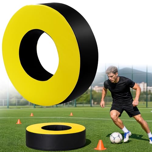 BALAPET Football Tackle Wheel Heavy Duty Tackling Dummy for Football Training Round Tackle Ring for Blocking and Pursuit Drills Safe Practice Equipment for Team Training(D28x8in)