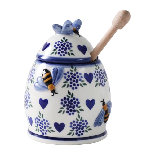 ZOOBEE 10oz Handpainted Ceramic Honey Pot