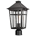 Darkaway Large Outdoor Post Lights Lamp Post Light Fixture, 17inch Waterproof Aluminum Post Lamp with Glass, Fence Post Deck Lighting for Garden, Patio, Pathway (Large?Black)