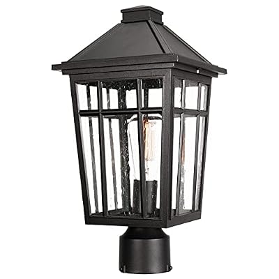 Darkaway Large Outdoor Post Lights Lamp Post Light Fixture, 17inch Waterproof Aluminum Post Lamp with Glass, Fence Post Deck Lighting for Garden, Patio, Pathway (Large?Black)