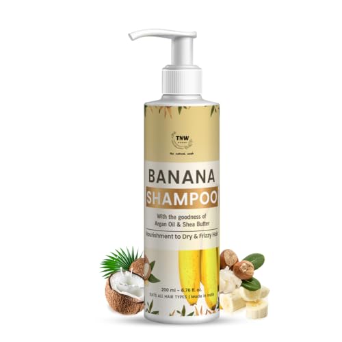 TNW-THE NATURAL WASH Banana shampoo - 200ml | Enriched with Banana, Argan Oil & Coconut Oil | For Dry & Frizzy Hair | Hydrates & Nourishes the Scalp | All Hair Types | Shampoo for Men and Women