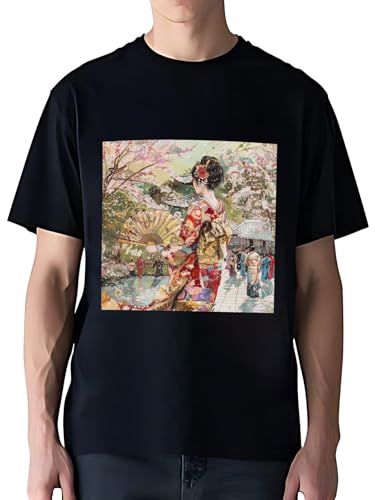 令和の浮世絵 和風 絵画 江戸 掛け軸 舞子 着物 女性 (60) Tシャツ おもしろい Tシャツ メンズ レディース 夏服 綿 プリント スポーツ トップス 半袖 無地 ゆったり 男女兼用 大きいサイズ 肌着