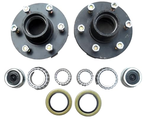 2 Trailer Hubs for Mobile Home Conversion, with Bearings, 6000 lb 6 Lug 6x5.5 Idler Axle