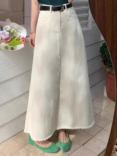 Onwhite Denim Skirt for Women in Spring and Autumn Waist Slim Midlength Hip Fishtail4