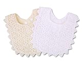 GZMM Baby Bib For Girls,Soft Lace Baby Drool Bib 0-12 months 2 Pack