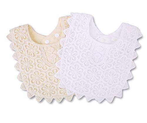 GZMM Baby Bib For Girls,Soft Lace Baby Drool Bib 0-12 months 2 Pack