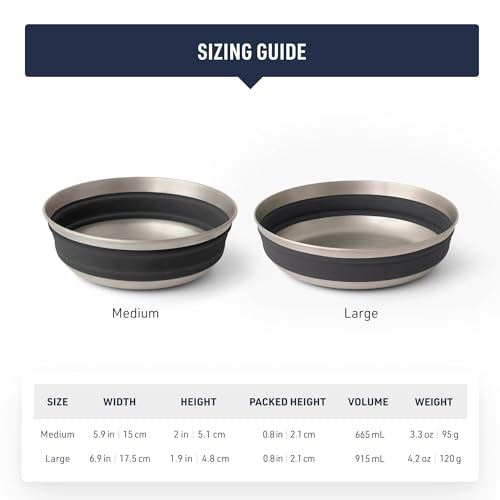 Sea to Summit Detour Stainless Steel Collapsible Bowl, Medium (22 fl oz), Laurel Wreath Green
