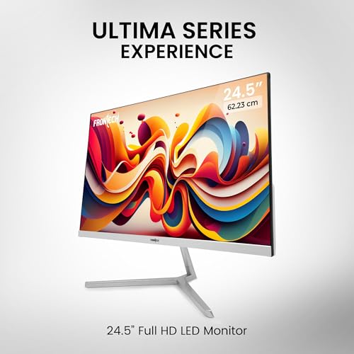Image of FRONTECH Ultima Series 24.5 Inch LED Monitor| Refresh Rate 100Hz, IPS Panel | Full HD 1080p, Bezel Less Design | HDMI & VGA Ports (MON-0087, White)