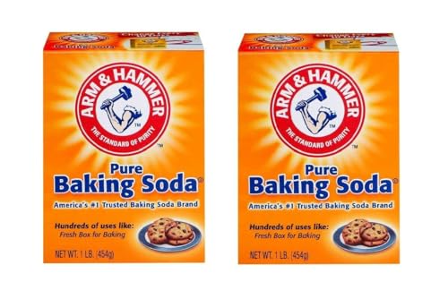 Kajal Doppelpack: 2 x 454g Arm & Hammer Backsoda Backpulver - Natriumcarbonat Pulver für vielseitige Anwendung beim Backen - 908g Gesamtinhalt mit Kajal Sticker