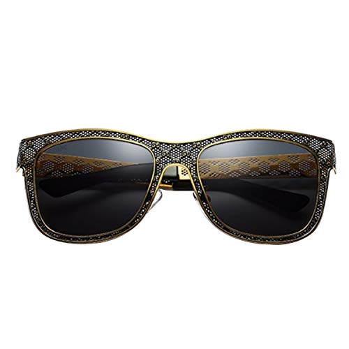 tecmac 5016 Stainless Steel Pierced Frame Unisex Sunglasses | HD Polarized | Black Golden & Black