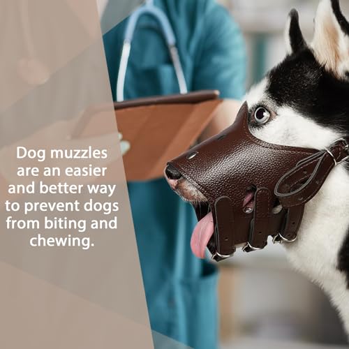 Barkless UNKNOWN Dog Muzzle Leather, Comfort Secure Anti-Barking Leather Dog Muzzle thumb #6