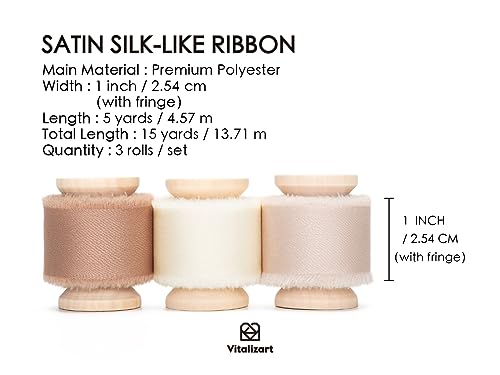 Vitalizart Silky Satin Ribbon 1'' x 15 Yard Wooden Spool - Image 2