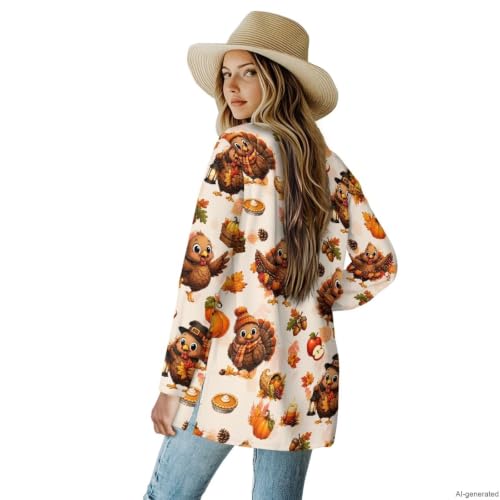 Image of Fall Maple Leaf Cardigan Sweaters for Women Long Sleeve Cardigan Soft Drape Open Front Dusters V-Neck Jackets Dressy