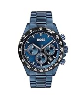 Hugo Boss Men's 1513758 Ionic Plated Blue Steel Chronograph Watch, Blue, 43MM