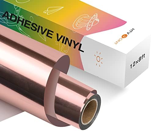 HTVRONT Chrome Permanent Vinyl for Cricut - 12" x 8 FT Mirror Metallic Vinyl Permanent Rolls - Easy to Weed Metallic Adhesive Vinyl Roll for Cricut, Silhouette & Cameo (Silver)