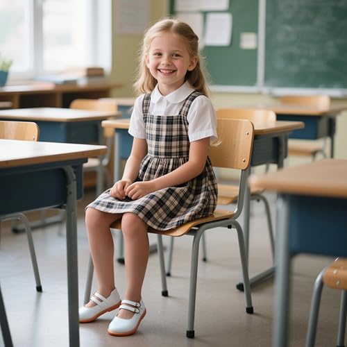 Image of Flaryzone Toddler Little Girl Mary Jane School Uniform Oxfords Flat Dress Shoes