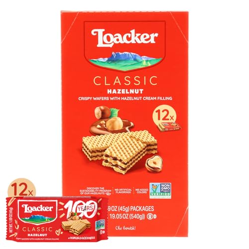 Image of Loacker Classic Hazelnut Cream Wafer Cookies, 12-Pack, Non-GMO