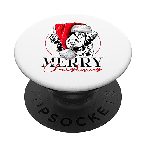 Santa Nova Scotia Duck Tolling Retriever Merry Christmas dog PopSockets Swappable PopGrip, Black