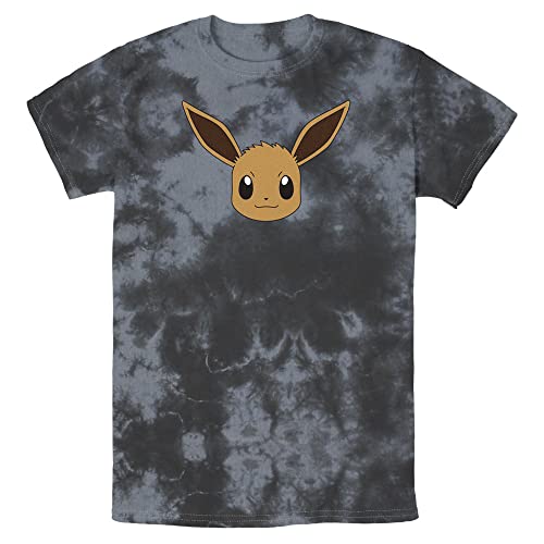 Pokémon Eevee Face Camiseta, Negro y Gris, L para Hombre