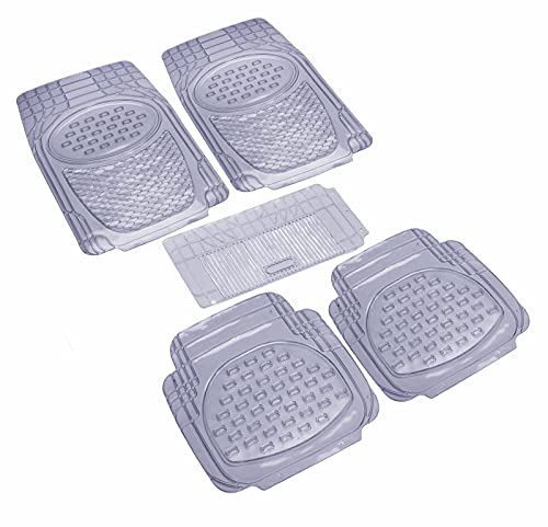 Image of Auto Hub Anty-Skid Rubber Car Floor Mats for Mahindra Marazzo,Automotive Floor Mats - Clear-Set of 5