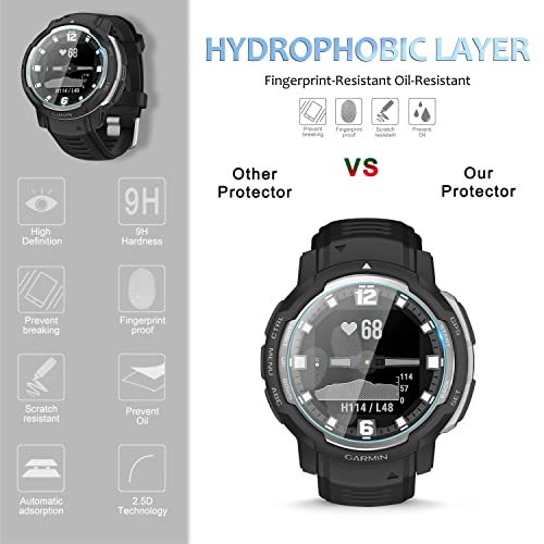 Suoman 3-Pack Screen Protector for Garmin Instinct Crossover, [ 9H Hardness ] for Garmin Instinct Crossover Tempered Glass Screen Protector