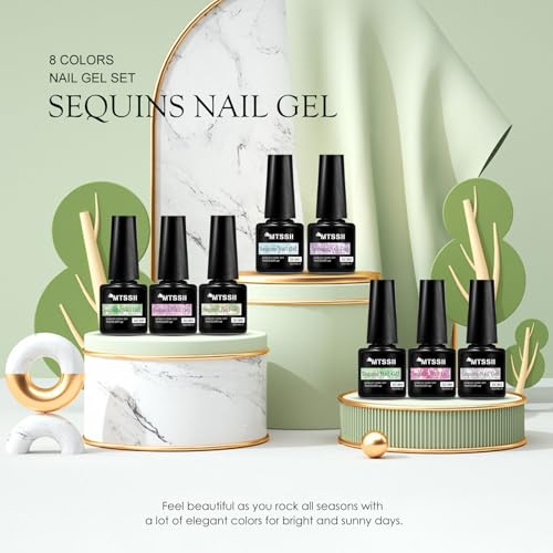 Set de esmaltes de gel jelly glitter 8 piezas miniatura 4