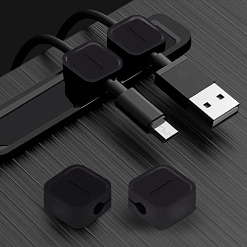 OYE 4 piezas Clips Magnéticos para Organizador de Cables, Clips para cables de hasta 4mm, color negro miniatura 1