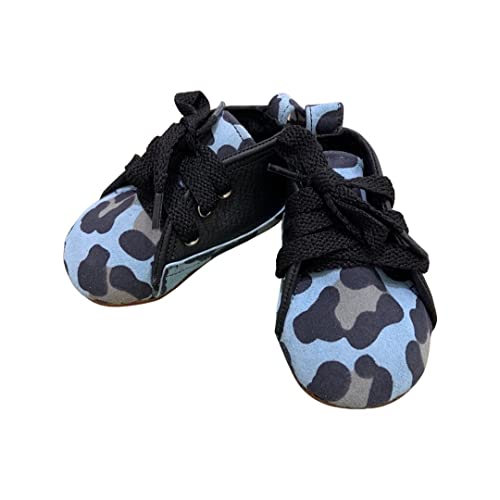 Gabe the Babe - Baby blue animal printed suede - baby shoes 6-9 months
