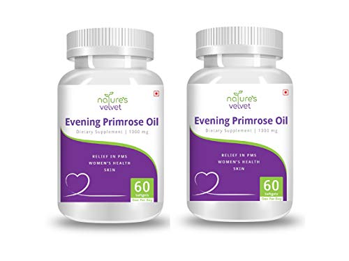 Natures Velvet Lifecare Evening Primrose Oil 1000mg, Most Potent for Womens Health, 60 Softgels – Pack of 2