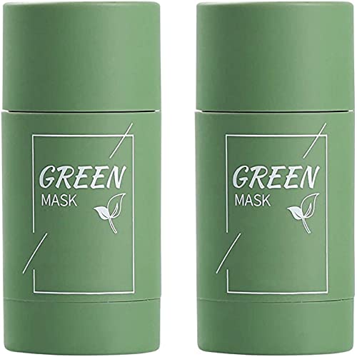 2Pcs Green Tea Stick Mask for Face, Blackhead Remover with Green Tea Extract, Deep Pore Cleansing, Moisturizing, Skin Brightening, Removes Blackheads for All Skin Types of Men and Women