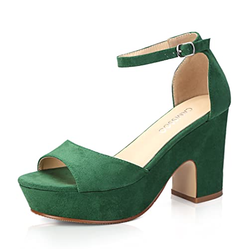 CAMSSOO Womens Platform Heels Chunky Heel Open Toe Ankle Strap Sandals