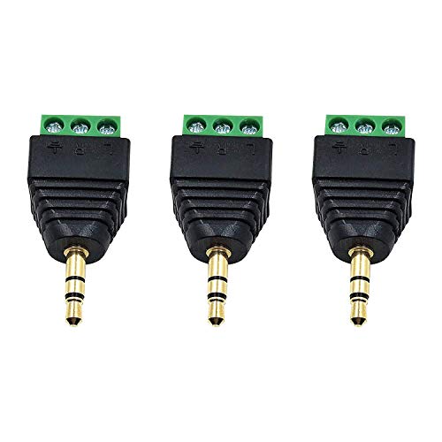 Adaptador jack 3.5mm macho a clema de 3 tornillos Poyiccot para cable de audio estéreo 2