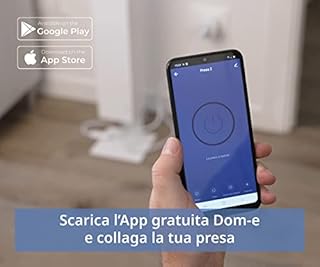 Beghelli - Presa Smart Dom-e Schuko 10/16, Interruttore o WiFi, Timer Programmabile, Monitoraggio Energetico, Protezione Sovraccarico, Controllo Vocale Alexa e Google Home