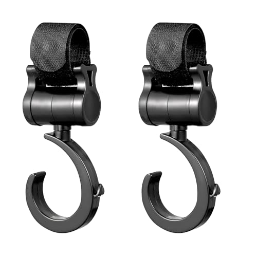 Flomiara 2 Stück Kinderwagen Haken für Taschen Wickeltaschen, Haken Elektrofahrrad und Kinderwagen, Anhänger, Rollator, Fahrradanhänger,Klettverschluss für Handtaschen(Einzelhaken)