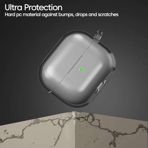 Image of Sounce Earphone Case Cover for Samsung Galaxy Buds 3 Pro and Galaxy Buds 3 TWS Soft Silicone Skin Case Cover Shock Absorbing Protective Case with Keychain [Front LED Visible] - Transparent